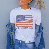 Let Freedom Ring Patriotic American Flag Tee – Distressed 4th of July Shirt - WE178